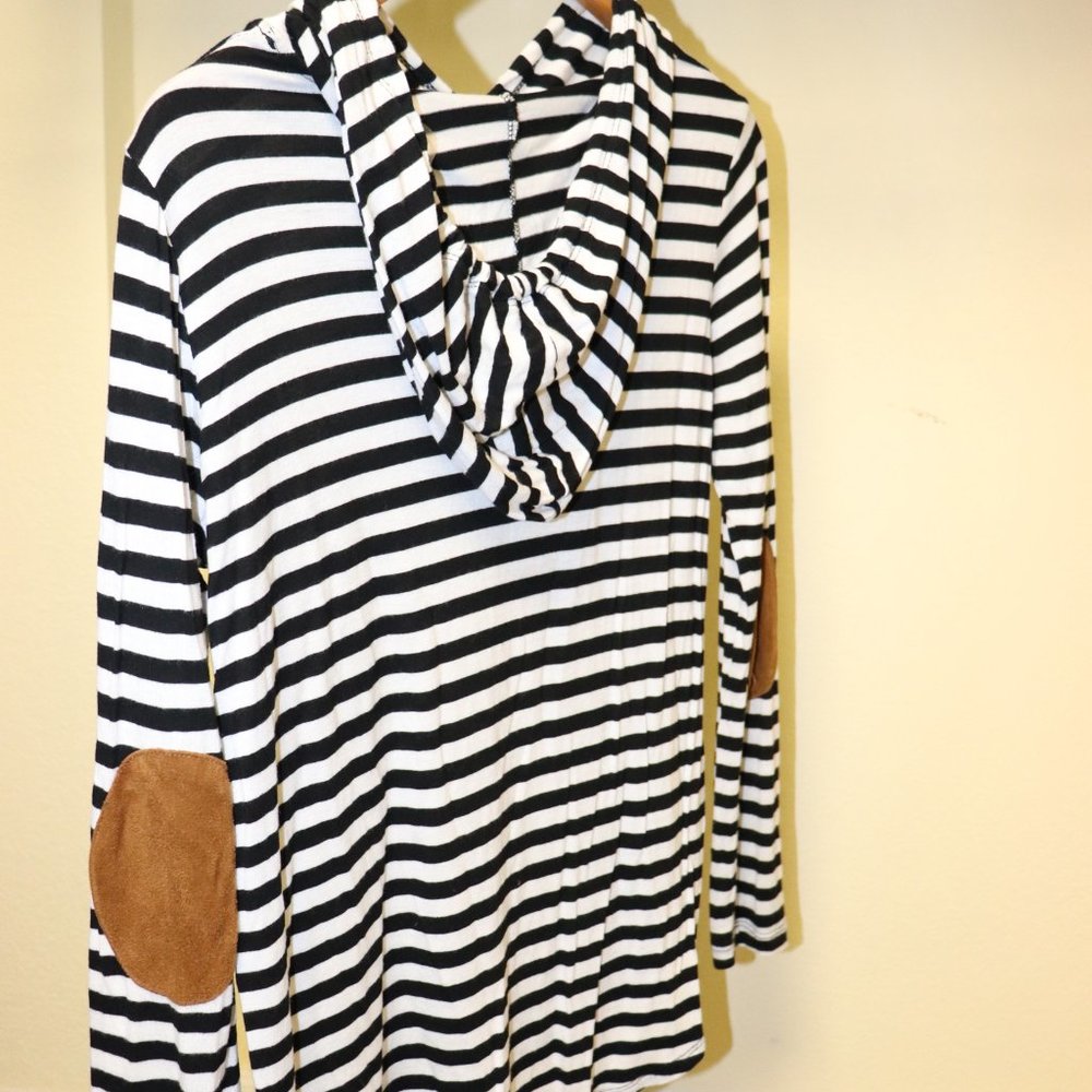 Staccato Striped Pullover Hoodie- Size Small
